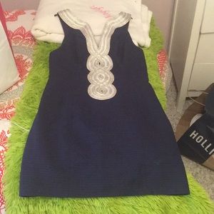 Lily Pulitzer navy blue and gold detail dress